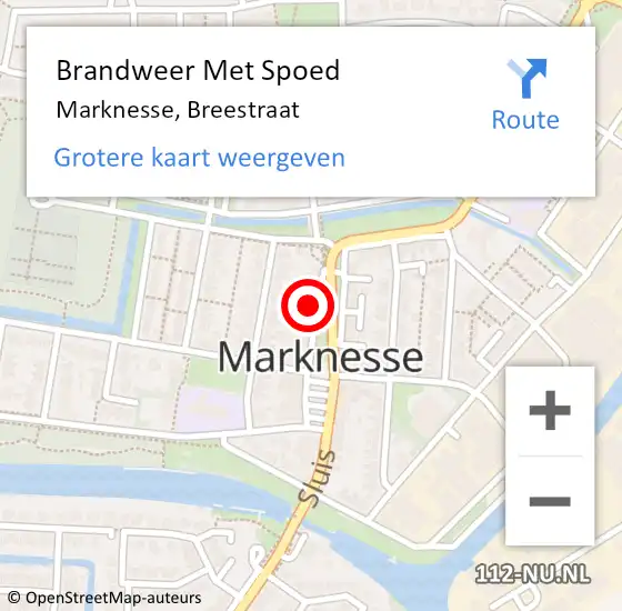 Locatie op kaart van de 112 melding: Brandweer Met Spoed Naar Marknesse, Breestraat op 16 juli 2022 00:17