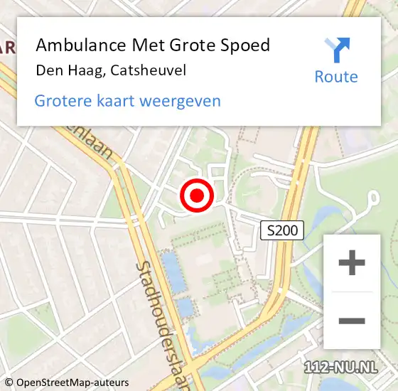 Locatie op kaart van de 112 melding: Ambulance Met Grote Spoed Naar Den Haag, Catsheuvel op 16 juli 2022 00:19