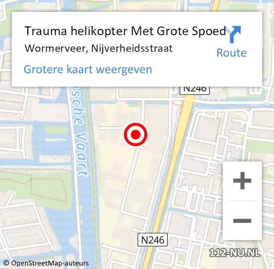 Locatie op kaart van de 112 melding: Trauma helikopter Met Grote Spoed Naar Wormerveer, Nijverheidsstraat op 16 juli 2022 00:21