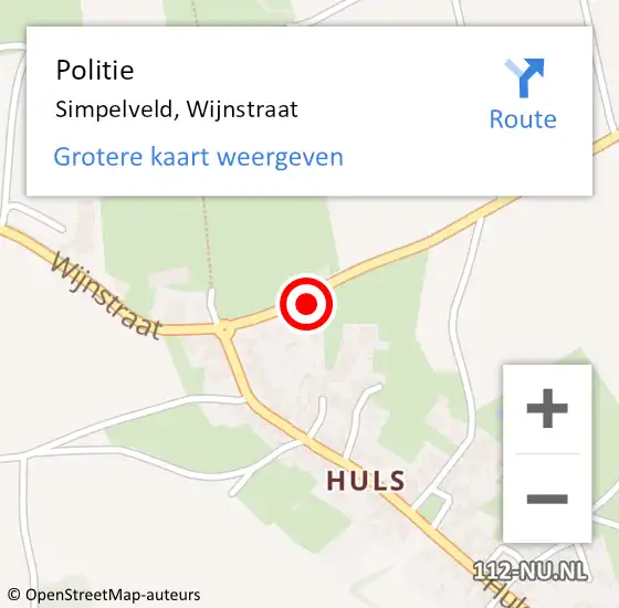 Locatie op kaart van de 112 melding: Politie Simpelveld, Wijnstraat op 16 juli 2022 00:40