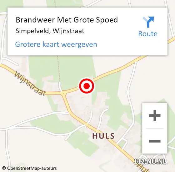 Locatie op kaart van de 112 melding: Brandweer Met Grote Spoed Naar Simpelveld, Wijnstraat op 16 juli 2022 00:41