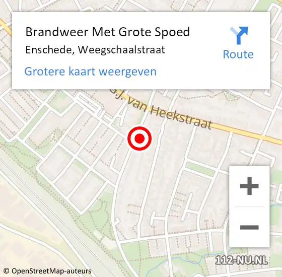 Locatie op kaart van de 112 melding: Brandweer Met Grote Spoed Naar Enschede, Weegschaalstraat op 16 juli 2022 00:45