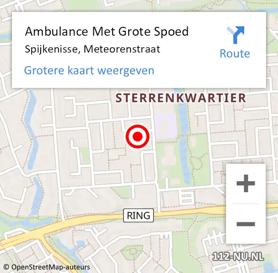 Locatie op kaart van de 112 melding: Ambulance Met Grote Spoed Naar Spijkenisse, Meteorenstraat op 16 juli 2022 00:48