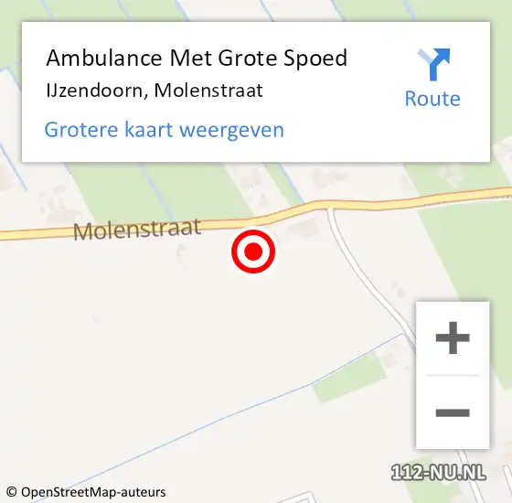 Locatie op kaart van de 112 melding: Ambulance Met Grote Spoed Naar IJzendoorn, Molenstraat op 16 juli 2022 00:52