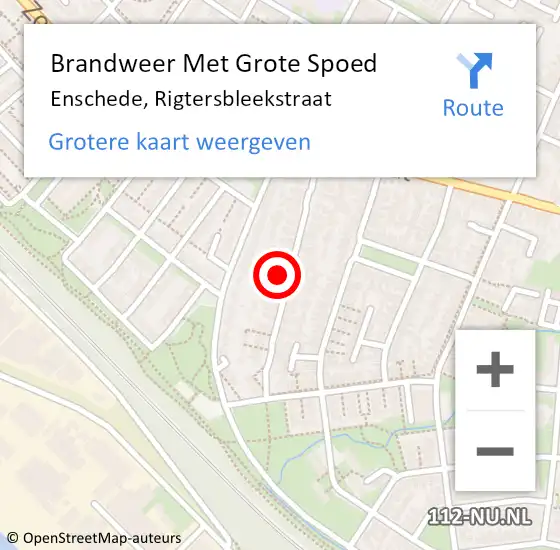 Locatie op kaart van de 112 melding: Brandweer Met Grote Spoed Naar Enschede, Rigtersbleekstraat op 16 juli 2022 00:52