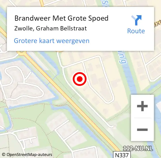 Locatie op kaart van de 112 melding: Brandweer Met Grote Spoed Naar Zwolle, Graham Bellstraat op 16 juli 2022 00:59