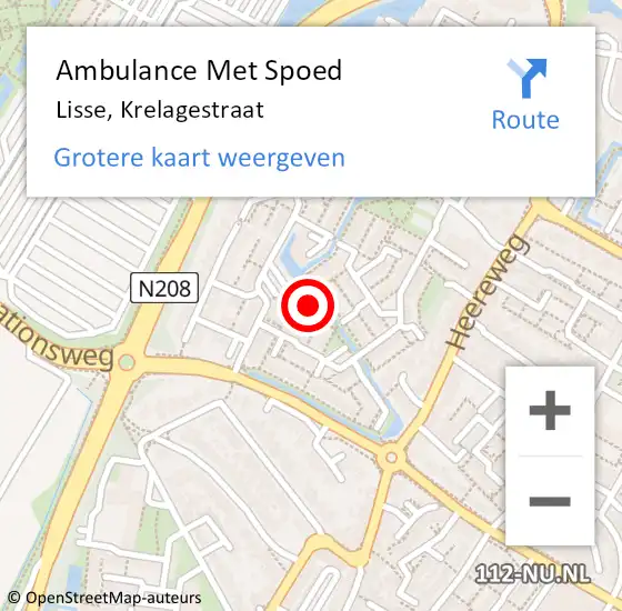 Locatie op kaart van de 112 melding: Ambulance Met Spoed Naar Lisse, Krelagestraat op 16 juli 2022 01:01