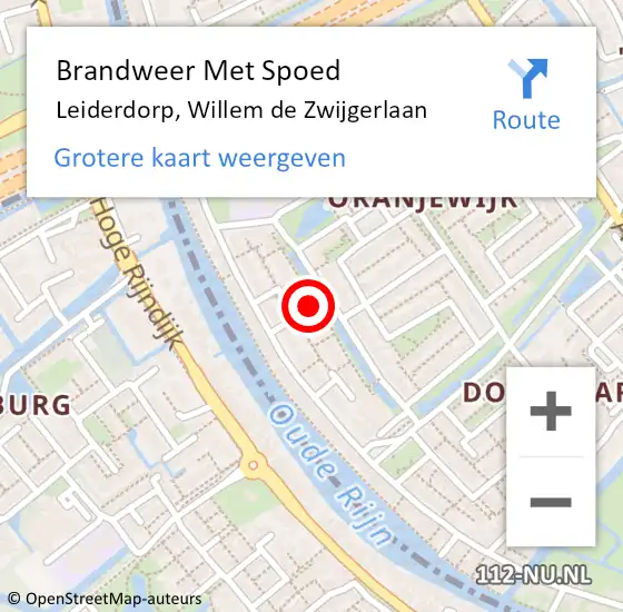 Locatie op kaart van de 112 melding: Brandweer Met Spoed Naar Leiderdorp, Willem de Zwijgerlaan op 16 juli 2022 01:05