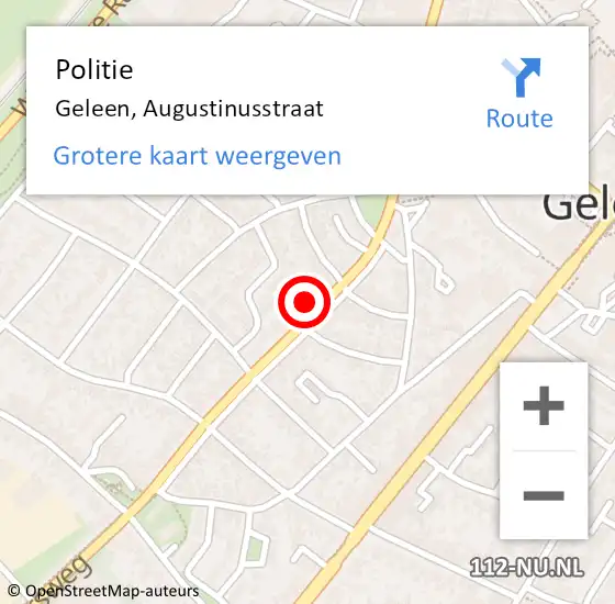 Locatie op kaart van de 112 melding: Politie Geleen, Augustinusstraat op 16 juli 2022 01:22