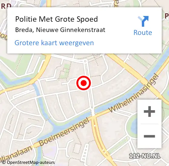 Locatie op kaart van de 112 melding: Politie Met Grote Spoed Naar Breda, Nieuwe Ginnekenstraat op 16 juli 2022 01:51