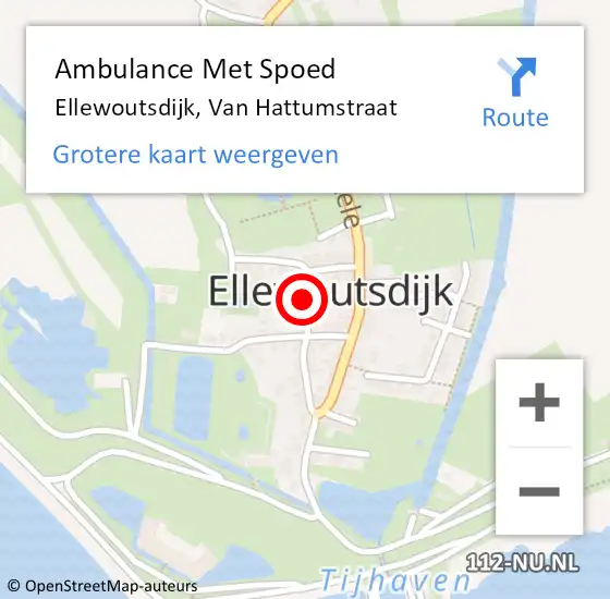 Locatie op kaart van de 112 melding: Ambulance Met Spoed Naar Ellewoutsdijk, Van Hattumstraat op 23 juli 2014 11:54