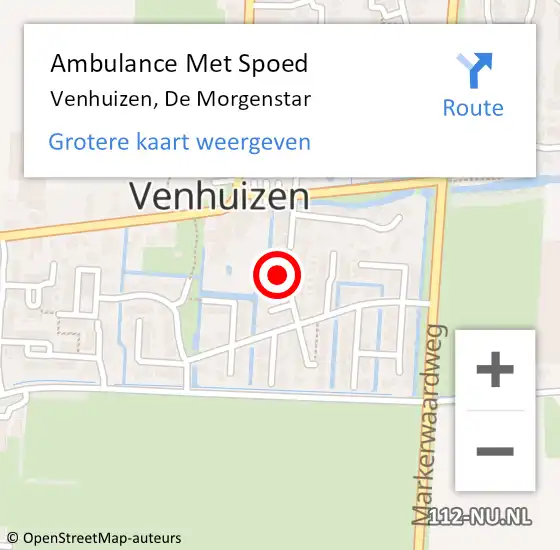 Locatie op kaart van de 112 melding: Ambulance Met Spoed Naar Venhuizen, De Morgenstar op 16 juli 2022 02:04