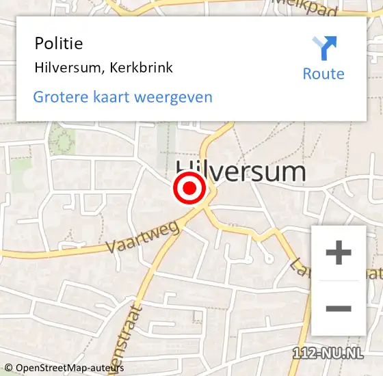 Locatie op kaart van de 112 melding: Politie Hilversum, Kerkbrink op 16 juli 2022 02:21