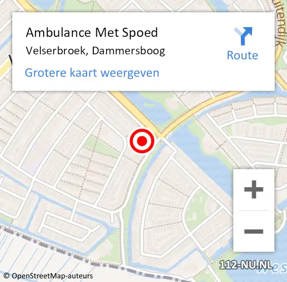 Locatie op kaart van de 112 melding: Ambulance Met Spoed Naar Velserbroek, Dammersboog op 16 juli 2022 02:28