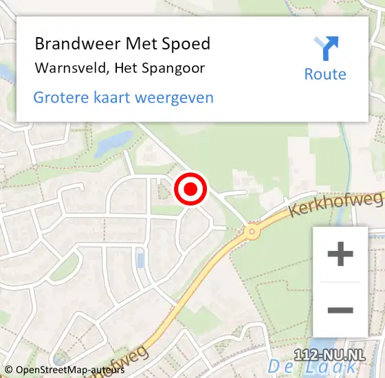 Locatie op kaart van de 112 melding: Brandweer Met Spoed Naar Warnsveld, Het Spangoor op 16 juli 2022 02:31