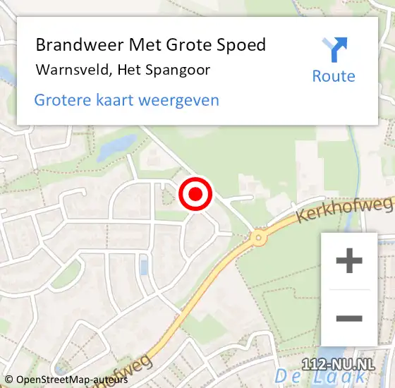 Locatie op kaart van de 112 melding: Brandweer Met Grote Spoed Naar Warnsveld, Het Spangoor op 16 juli 2022 02:32