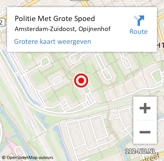 Locatie op kaart van de 112 melding: Politie Met Grote Spoed Naar Amsterdam-Zuidoost, Opijnenhof op 16 juli 2022 02:46