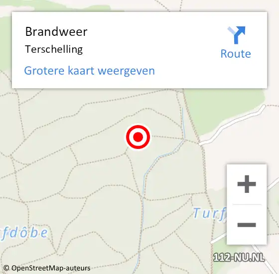 Locatie op kaart van de 112 melding: Brandweer Terschelling op 23 juli 2014 11:59