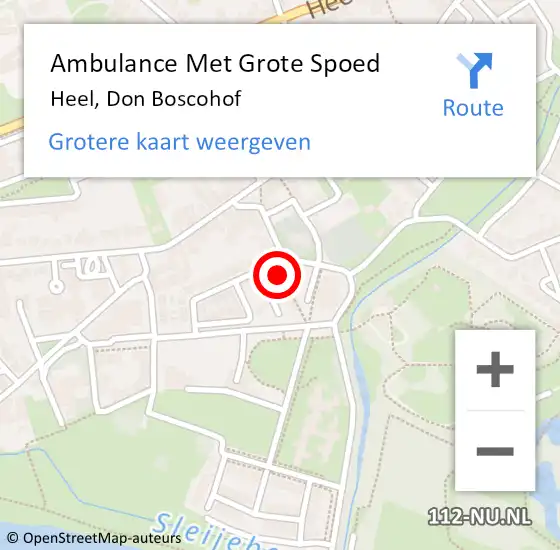 Locatie op kaart van de 112 melding: Ambulance Met Grote Spoed Naar Heel, Don Boscohof op 16 juli 2022 03:35