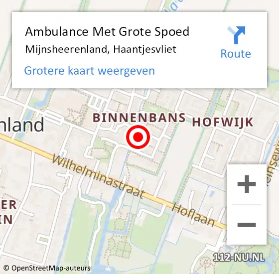 Locatie op kaart van de 112 melding: Ambulance Met Grote Spoed Naar Mijnsheerenland, Haantjesvliet op 16 juli 2022 05:04