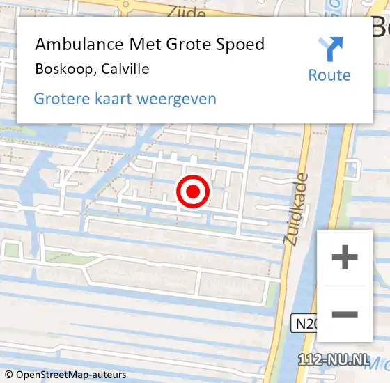 Locatie op kaart van de 112 melding: Ambulance Met Grote Spoed Naar Boskoop, Calville op 16 juli 2022 05:10