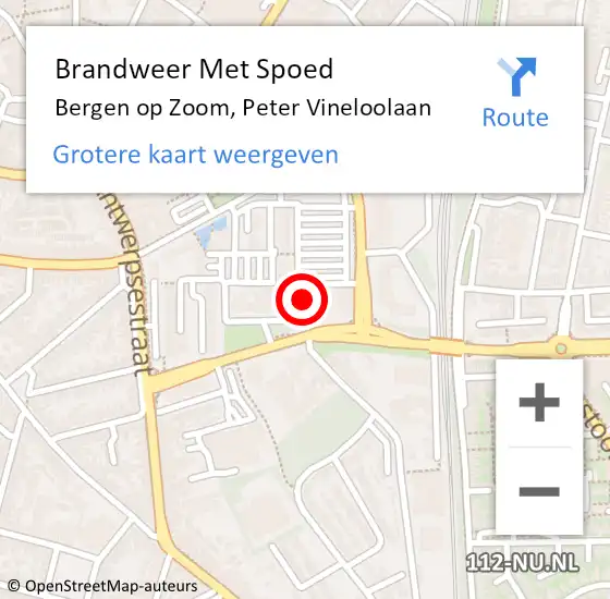 Locatie op kaart van de 112 melding: Brandweer Met Spoed Naar Bergen op Zoom, Peter Vineloolaan op 16 juli 2022 05:10