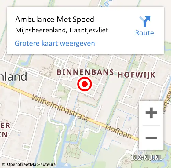 Locatie op kaart van de 112 melding: Ambulance Met Spoed Naar Mijnsheerenland, Haantjesvliet op 16 juli 2022 05:16