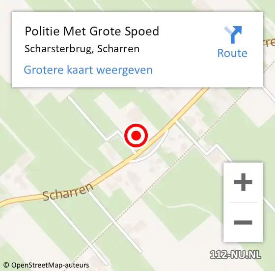 Locatie op kaart van de 112 melding: Politie Met Grote Spoed Naar Scharsterbrug, Scharren op 16 juli 2022 05:26