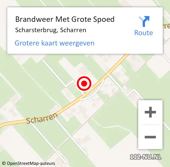 Locatie op kaart van de 112 melding: Brandweer Met Grote Spoed Naar Scharsterbrug, Scharren op 16 juli 2022 05:26