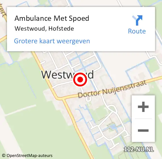 Locatie op kaart van de 112 melding: Ambulance Met Spoed Naar Westwoud, Hofstede op 16 juli 2022 06:01