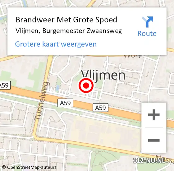 Locatie op kaart van de 112 melding: Brandweer Met Grote Spoed Naar Vlijmen, Burgemeester Zwaansweg op 16 juli 2022 07:01