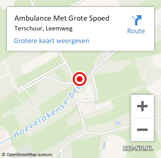 Locatie op kaart van de 112 melding: Ambulance Met Grote Spoed Naar Terschuur, Leemweg op 16 juli 2022 07:24