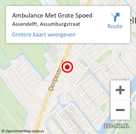 Locatie op kaart van de 112 melding: Ambulance Met Grote Spoed Naar Assendelft, Assumburgstraat op 16 juli 2022 08:31