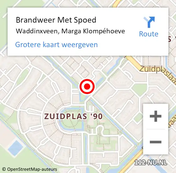 Locatie op kaart van de 112 melding: Brandweer Met Spoed Naar Waddinxveen, Marga Klompéhoeve op 16 juli 2022 08:44