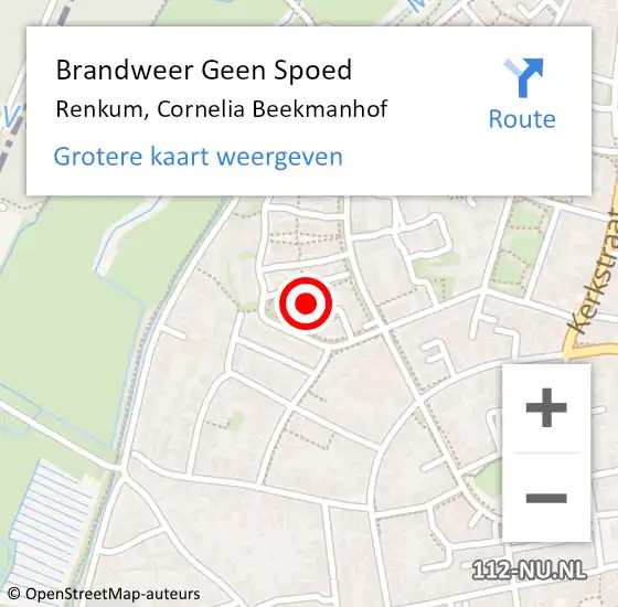 Locatie op kaart van de 112 melding: Brandweer Geen Spoed Naar Renkum, Cornelia Beekmanhof op 16 juli 2022 08:44