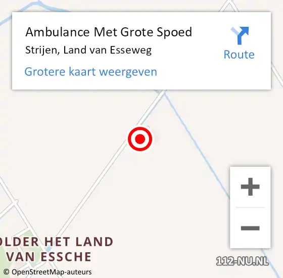 Locatie op kaart van de 112 melding: Ambulance Met Grote Spoed Naar Strijen, Land van Esseweg op 16 juli 2022 08:58