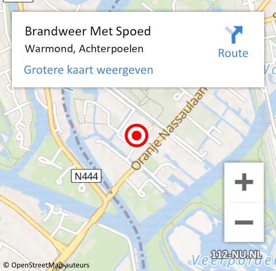 Locatie op kaart van de 112 melding: Brandweer Met Spoed Naar Warmond, Achterpoelen op 16 juli 2022 09:08