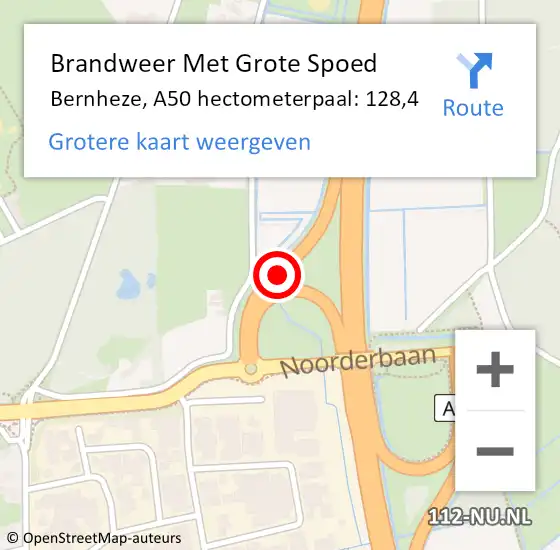 Locatie op kaart van de 112 melding: Brandweer Met Grote Spoed Naar Bernheze, A50 hectometerpaal: 128,4 op 16 juli 2022 09:10