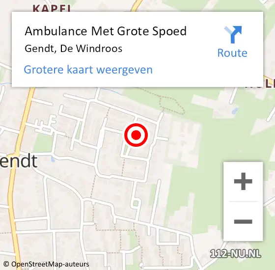 Locatie op kaart van de 112 melding: Ambulance Met Grote Spoed Naar Gendt, De Windroos op 16 juli 2022 09:59