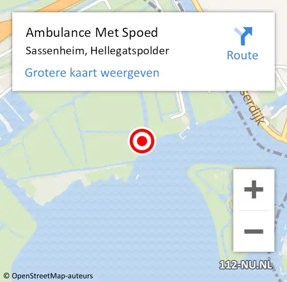 Locatie op kaart van de 112 melding: Ambulance Met Spoed Naar Sassenheim, Hellegatspolder op 16 juli 2022 10:05