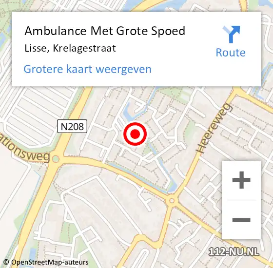 Locatie op kaart van de 112 melding: Ambulance Met Grote Spoed Naar Lisse, Krelagestraat op 16 juli 2022 10:24