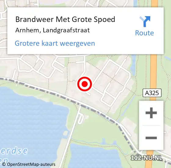Locatie op kaart van de 112 melding: Brandweer Met Grote Spoed Naar Arnhem, Landgraafstraat op 16 juli 2022 10:50