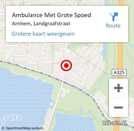 Locatie op kaart van de 112 melding: Ambulance Met Grote Spoed Naar Arnhem, Landgraafstraat op 16 juli 2022 10:50