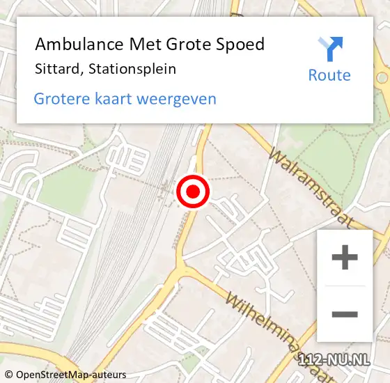 Locatie op kaart van de 112 melding: Ambulance Met Grote Spoed Naar Sittard, Stationsplein op 16 juli 2022 10:59