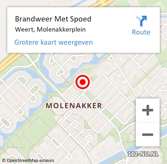 Locatie op kaart van de 112 melding: Brandweer Met Spoed Naar Weert, Molenakkerplein op 16 juli 2022 11:03