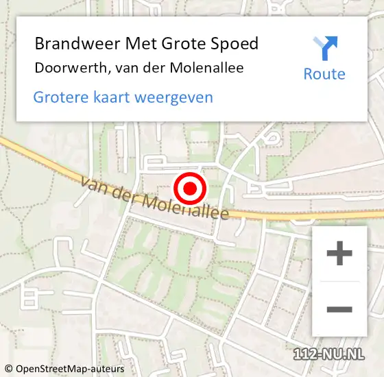 Locatie op kaart van de 112 melding: Brandweer Met Grote Spoed Naar Doorwerth, van der Molenallee op 16 juli 2022 11:16