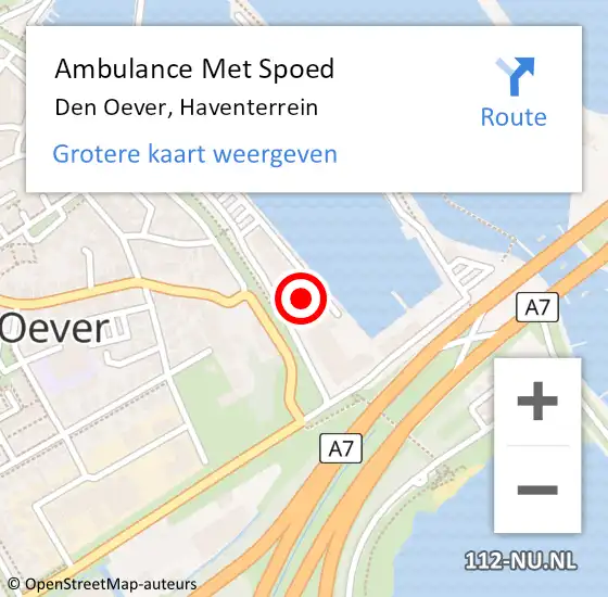 Locatie op kaart van de 112 melding: Ambulance Met Spoed Naar Den Oever, Haventerrein op 16 juli 2022 11:28