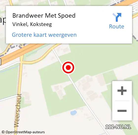 Locatie op kaart van de 112 melding: Brandweer Met Spoed Naar Vinkel, Koksteeg op 16 juli 2022 11:39