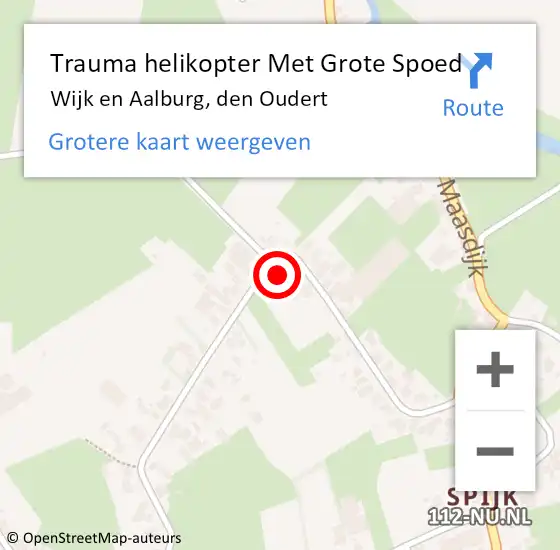 Locatie op kaart van de 112 melding: Trauma helikopter Met Grote Spoed Naar Wijk en Aalburg, den Oudert op 16 juli 2022 11:40