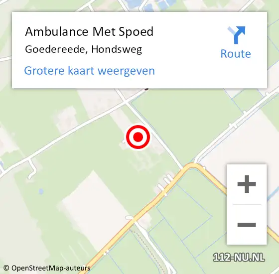Locatie op kaart van de 112 melding: Ambulance Met Spoed Naar Goedereede, Hondsweg op 16 juli 2022 11:53